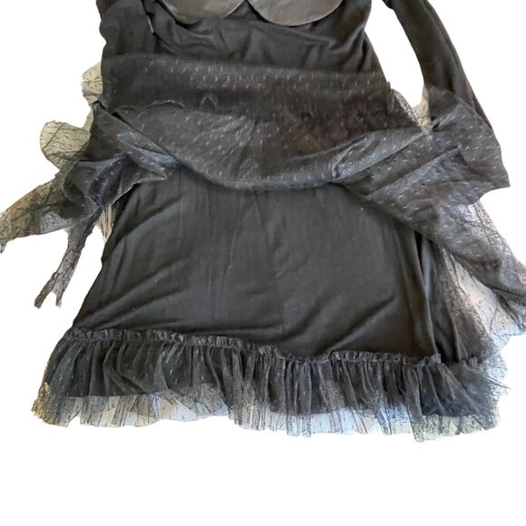 LIZ LISA Jersey‎ Black Dress Collared Lace Layered Skirt Street Wear - Picture 11 of 12